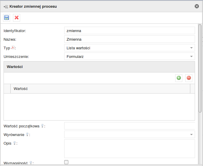 PlusWorkflow Editor > 4.5.9. Typ zmiennej procesu - Lista wartości > image2019-2-2 1:20:53.png