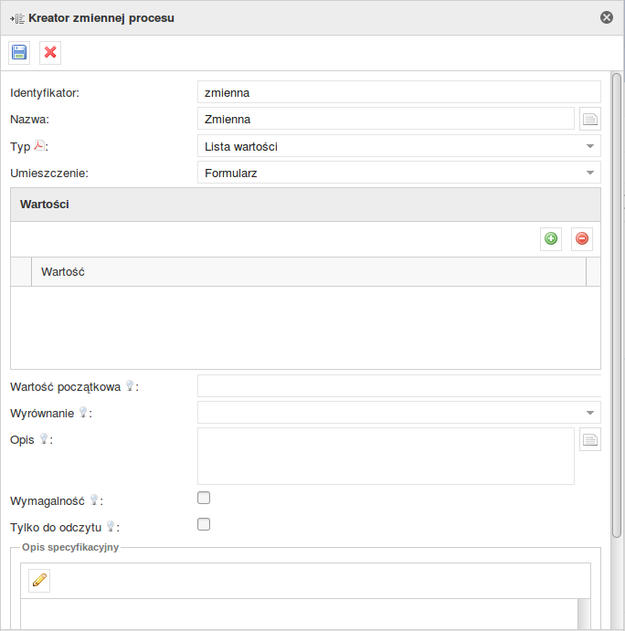 PlusWorkflow Editor > 4.5.9. Typ zmiennej procesu - Lista wartości > image2019-2-26 22:16:51.png