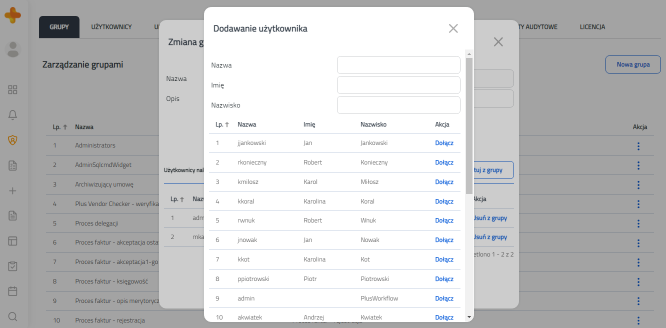 PlusWorkflow > Zarządzanie grupami > dodaj uzytkownika.PNG